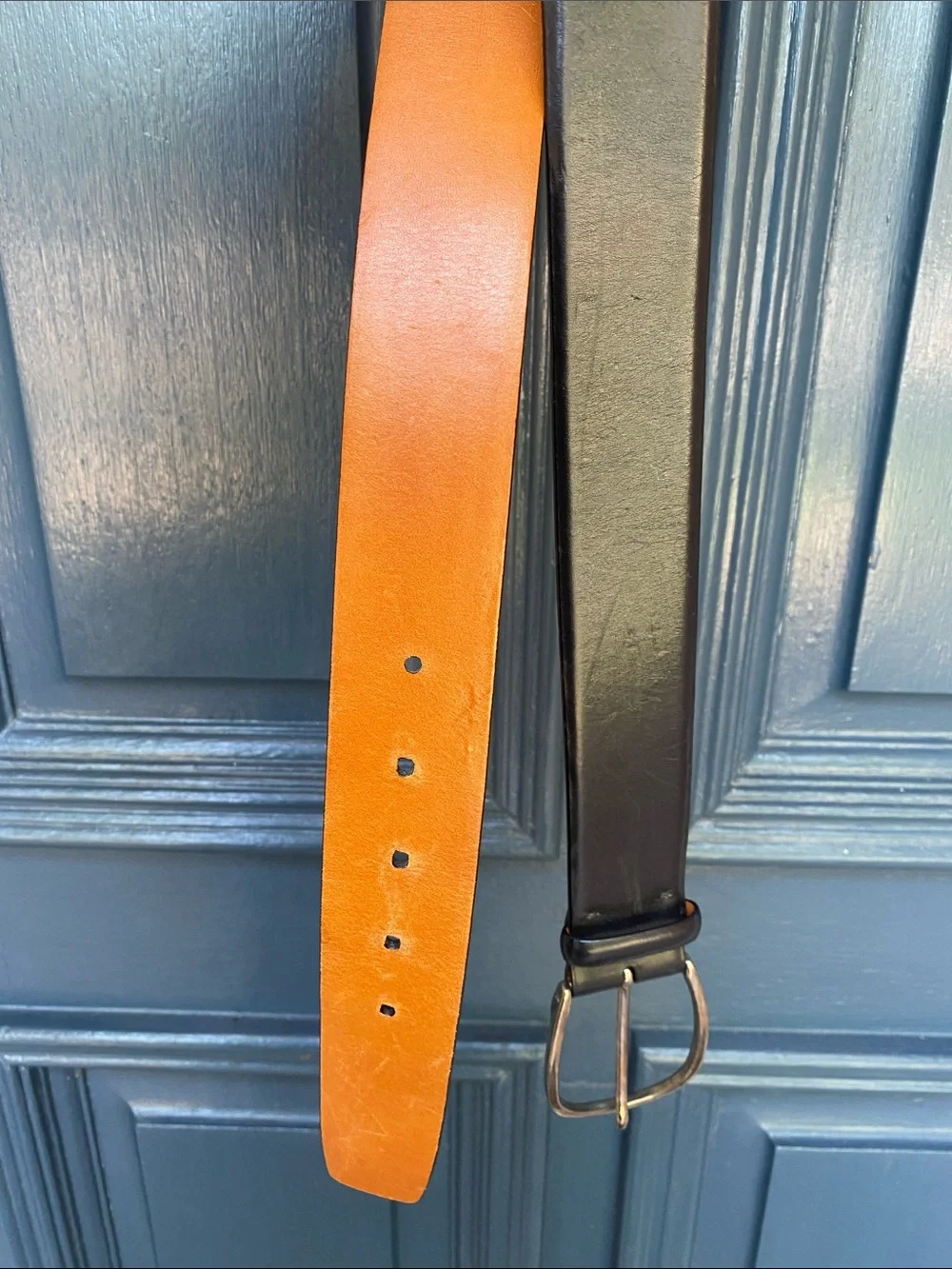 Ralph Lauren Collection Stirrup Buckle Black Leather Belt Size M